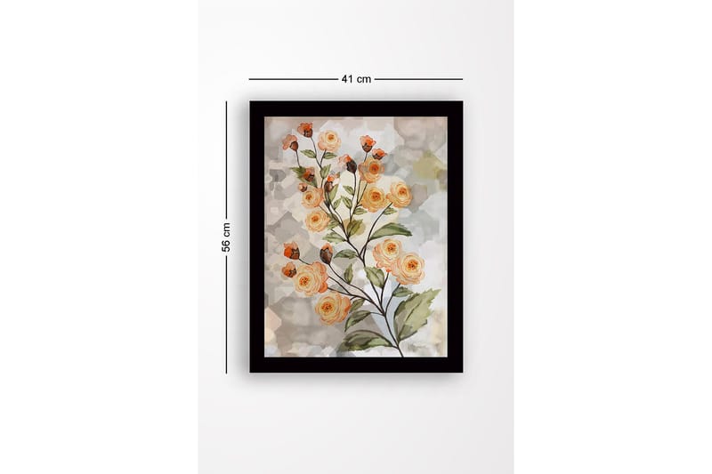 Kehystetty puupohjainen canvas - 41x56 cm - Kukka-asetelma pehmeillä ruusuilla - Vaalean oranssi / Vihreä / Beige - Sisustustuotteet - Taulu & taide