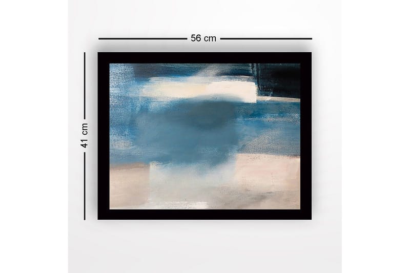 Kehystetty puukangas - 41x56 cm - Abstrakti sommitelma pehmeillä sinisillä sävyillä - Sininen / Vaaleanharmaa / Valkoinen - Sisustustuotteet - Taulu & taide