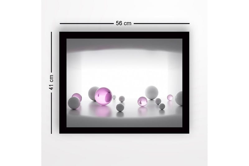 Kehystetty puukangas - 41x56 cm - Abstrakti sommitelma erikokoisista pallomaisista muodoista - Valkoinen / violetti - Sisustustuotteet - Taulu & taide