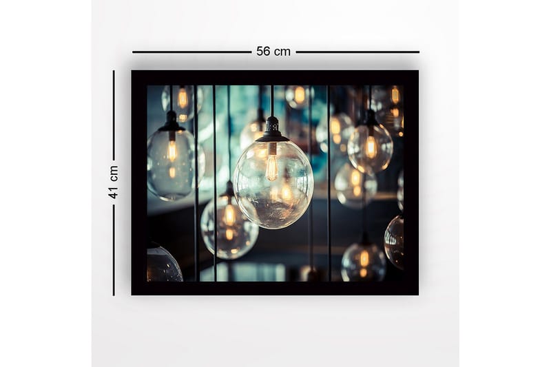 Kehystetty puukangas - 41x56 cm - Riippuvat lasikuvut valonlähteillä - Kirkas / Kulta / Musta - Sisustustuotteet - Taulu & taide