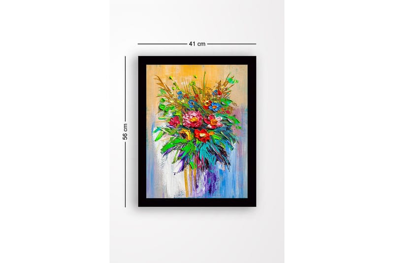 Kehystetty puupohjainen canvas - 41x56 cm - Värikäs kukkakimppu - Vihreä / Punainen / Sininen - Sisustustuotteet - Taulu & taide