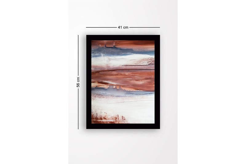 Kehystetty puukangas - 41x56 cm - Abstrakti maisema maanläheisillä sävyillä - Kastanjanruskea / Sininen / Valkoinen - Sisustustuotteet - Taulu & taide