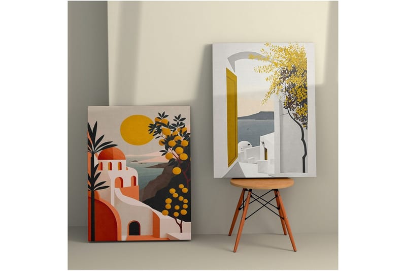Koristeellinen Doros-maalaus (2 kappaletta) Caldra Monivärinen Lumi - Monivärinen - Sisustustuotteet - Taulu & taide - Canvas-taulu