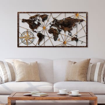 Koristeellinen metallinen seinäkoriste Wallxpert Maailmankarttakehys (120 x 60 cm) Musta - Sisustustuotteet - Taulu & taide - Juliste