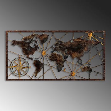 Koristeellinen metallinen seinäkoriste Wallxpert Maailmankarttakehys (120 x 60 cm) Musta - Sisustustuotteet - Taulu & taide - Juliste