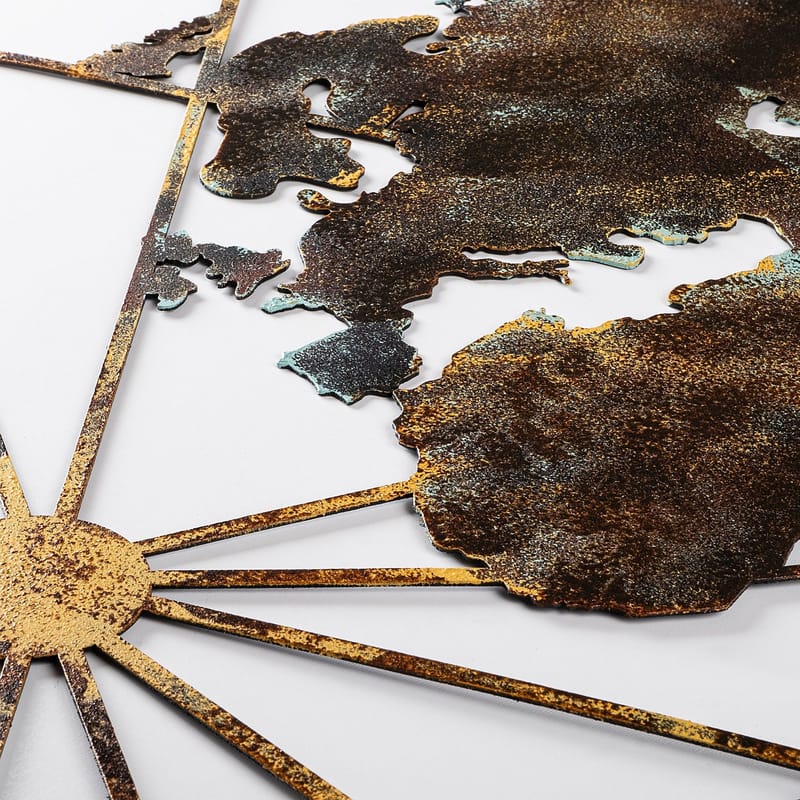 Koristeellinen metallinen seinäkoriste Wallxpert Maailmankarttakehys (120 x 60 cm) Musta - Sisustustuotteet - Taulu & taide - Juliste