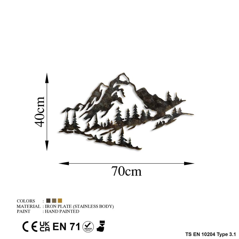Koristeellinen metallinen seinäkoriste Wallxpert Mountain (70 x 40 cm) - Sisustustuotteet - Taulu & taide - Juliste