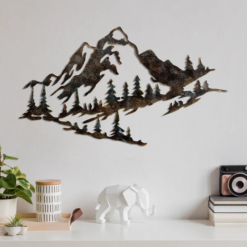 Koristeellinen metallinen seinäkoriste Wallxpert Mountain (70 x 40 cm) - Sisustustuotteet - Taulu & taide - Juliste