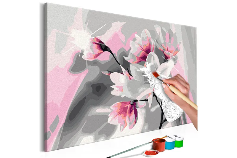 Tee-se-itse Maalaus Magnolia Grey Background 60x40 cm, Artgeist sp. z o. o.