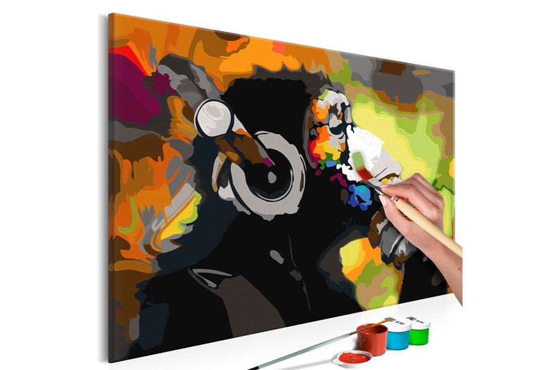 Tee-se-itse Maalaus Monkey In Headphones 60x40 cm, Artgeist sp. z o. o.