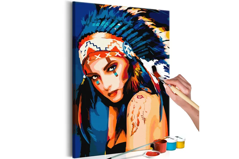Tee-se-itse Maalaus Native American Girl 40x60 cm, Artgeist sp. z o. o.