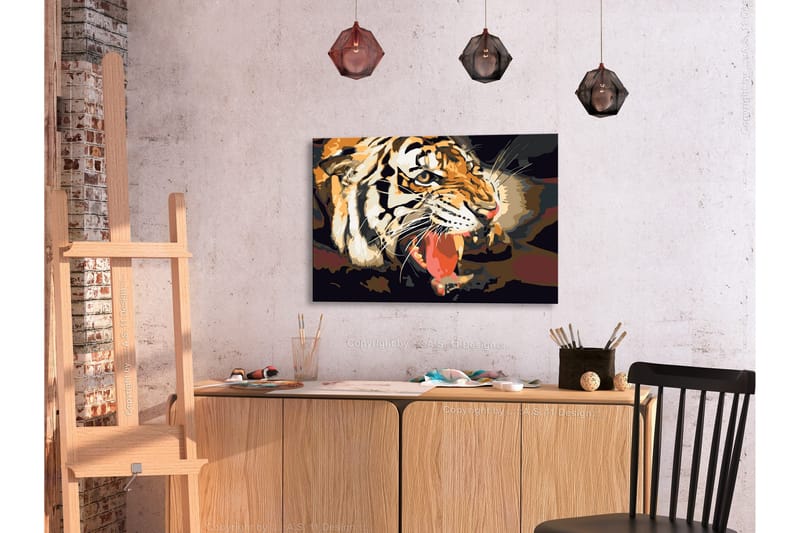 Tee-se-itse Maalaus Tiger Roar 60x40 cm - Artgeist sp. z o. o. - Sisustustuotteet - Taulu & taide - Maalaa itse - Tee se itse -taulu