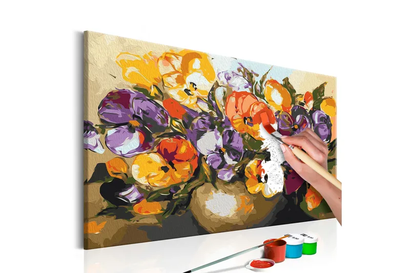 Tee-se-itse Maalaus Vase Of Pansies 60x40 cm, Artgeist sp. z o. o.