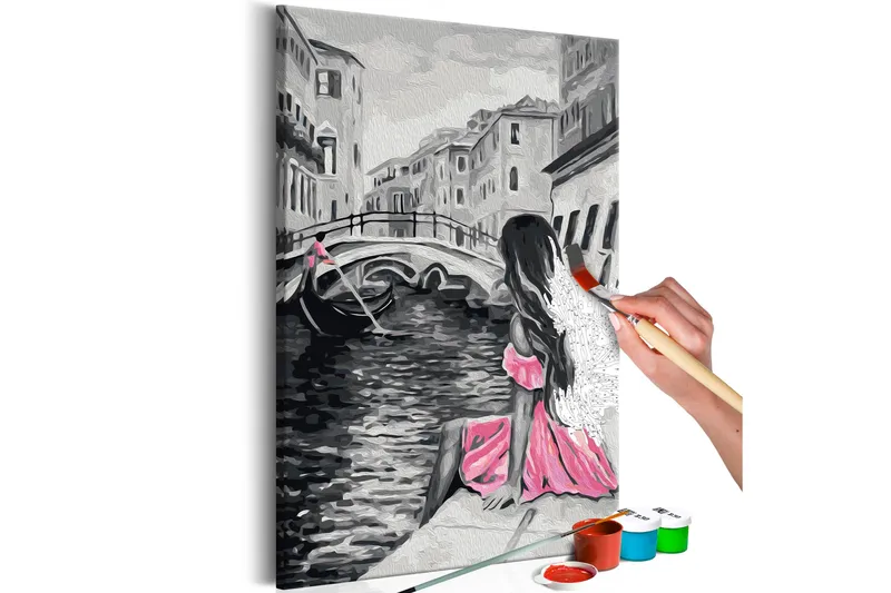 Tee-se-itse Maalaus Venice A Girl In A Pink Dress 40x60 cm, Artgeist sp. z o. o.