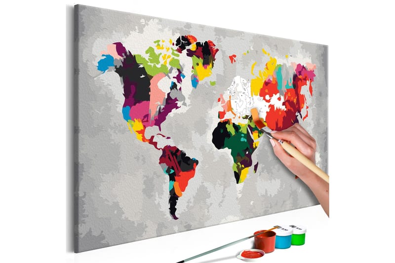 Tee-se-itse Maalaus World Map Bright Colours 60x40 cm, Artgeist sp. z o. o.