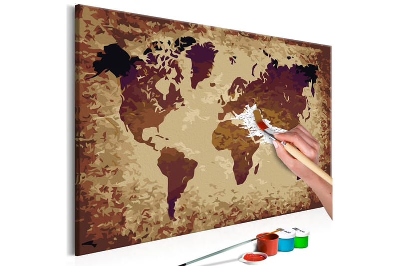 Tee-se-itse Maalaus World Map Brown Colours 60x40 cm, Artgeist sp. z o. o.