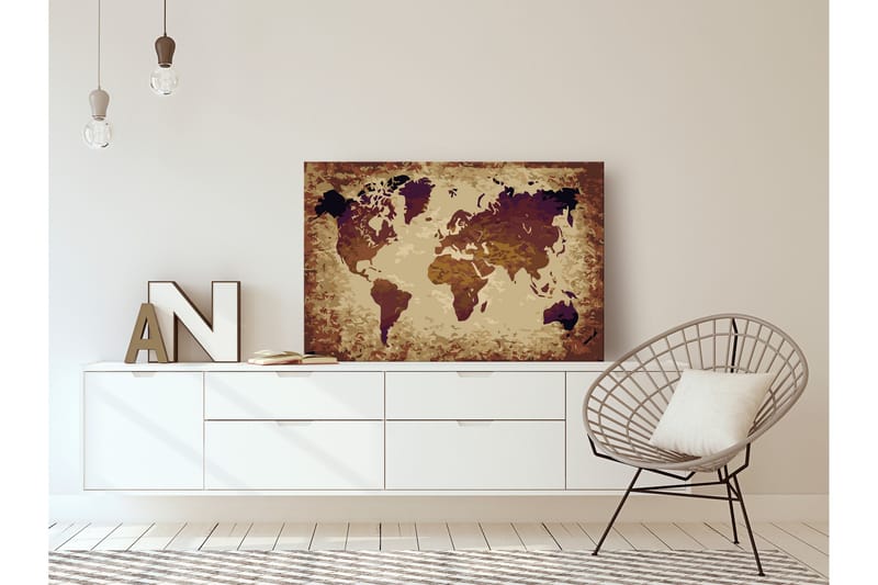 Tee-se-itse Maalaus World Map Brown Colours 60x40 cm - Artgeist sp. z o. o. - Sisustustuotteet - Taulu & taide - Maalaa itse - Tee se itse -taulu