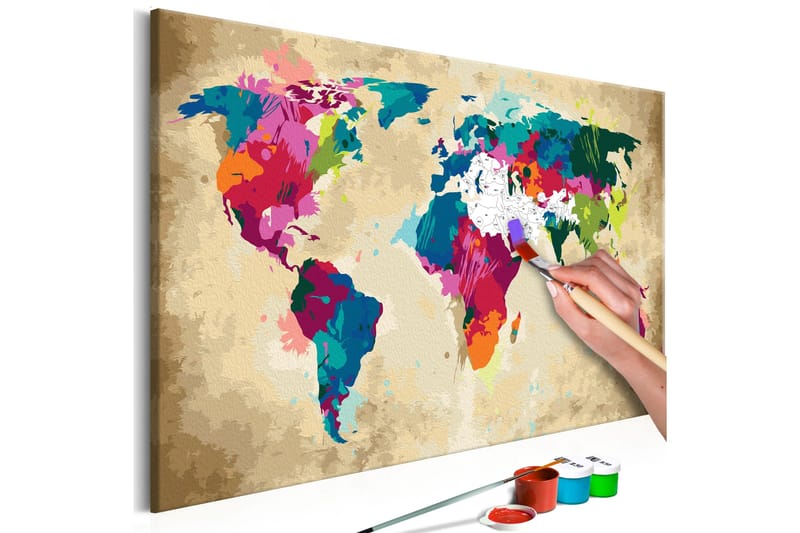 Tee-se-itse Maalaus World Map Colourful 60x40 cm, Artgeist sp. z o. o.