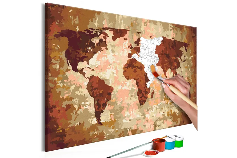 Tee-se-itse Maalaus World Map Earth Colours 60x40 cm, Artgeist sp. z o. o.