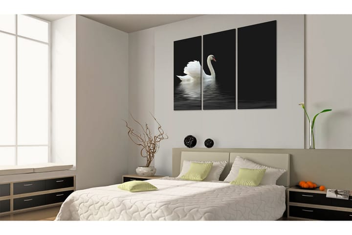 Taulu A lonely white swan 90x60 - Artgeist sp. z o. o. - Canvas-taulu - Seinäkoristeet