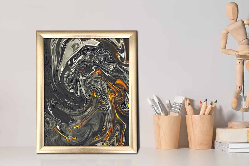 Taulu Abstract kehyksellä Monivärinen - 23,5x28,5 cm - Sisustustuotteet - Taulu & taide