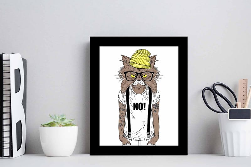 Taulu Animal kehyksellä Monivärinen - 23,5x28,5 cm - Sisustustuotteet - Taulu & taide