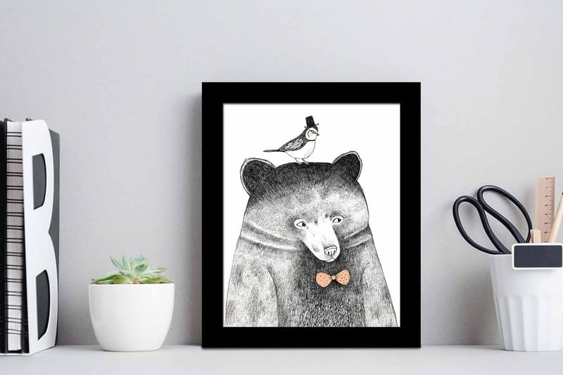 Taulu Animal kehyksellä Monivärinen - 23,5x28,5 cm - Sisustustuotteet - Taulu & taide