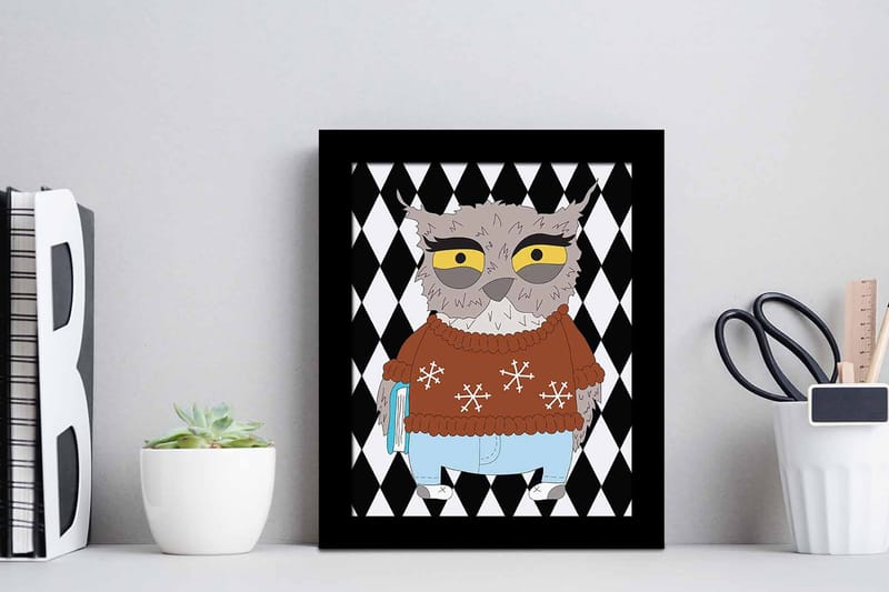 Taulu Animal kehyksellä Monivärinen - 23,5x28,5 cm - Sisustustuotteet - Taulu & taide