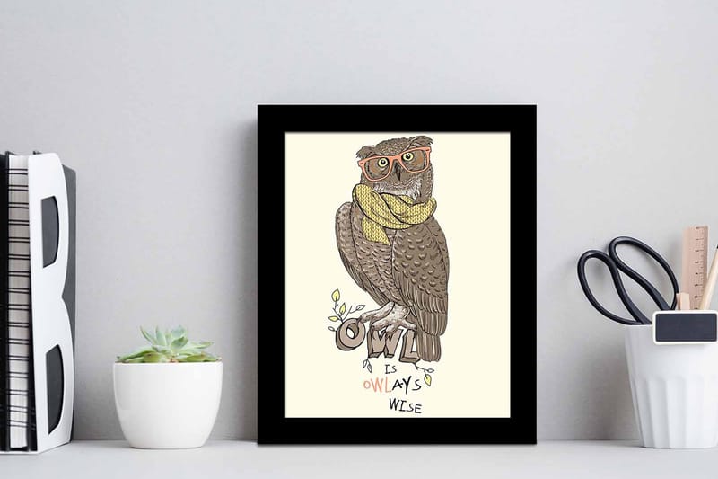 Taulu Animal kehyksellä Monivärinen - 23,5x28,5 cm - Sisustustuotteet - Taulu & taide