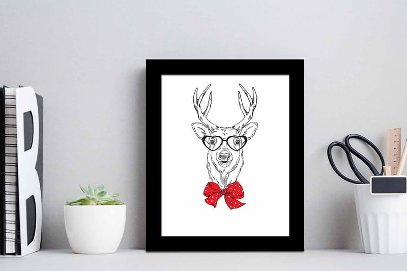 Taulu Animal kehyksellä Monivärinen - 23,5x28,5 cm - Sisustustuotteet - Taulu & taide