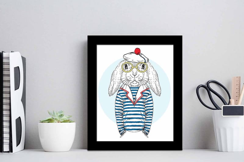 Taulu Animal kehyksellä Monivärinen - 23,5x28,5 cm - Sisustustuotteet - Taulu & taide