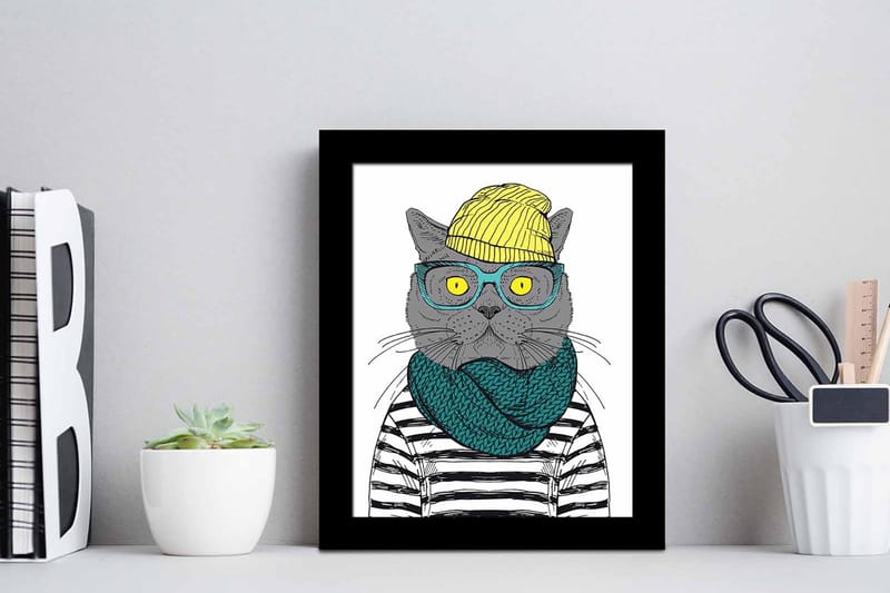 Taulu Animal kehyksellä Monivärinen - 23,5x28,5 cm - Sisustustuotteet - Taulu & taide