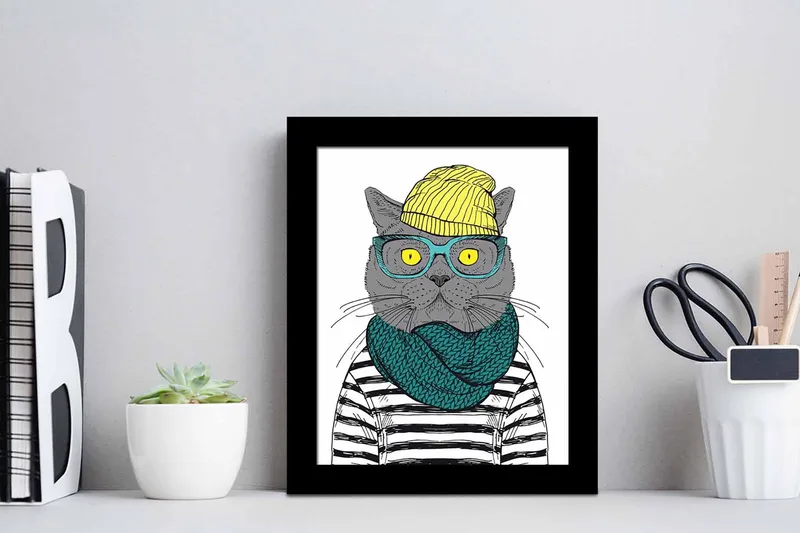 Taulu Animal kehyksellä Monivärinen - 23,5x28,5 cm - Sisustustuotteet - Taulu & taide