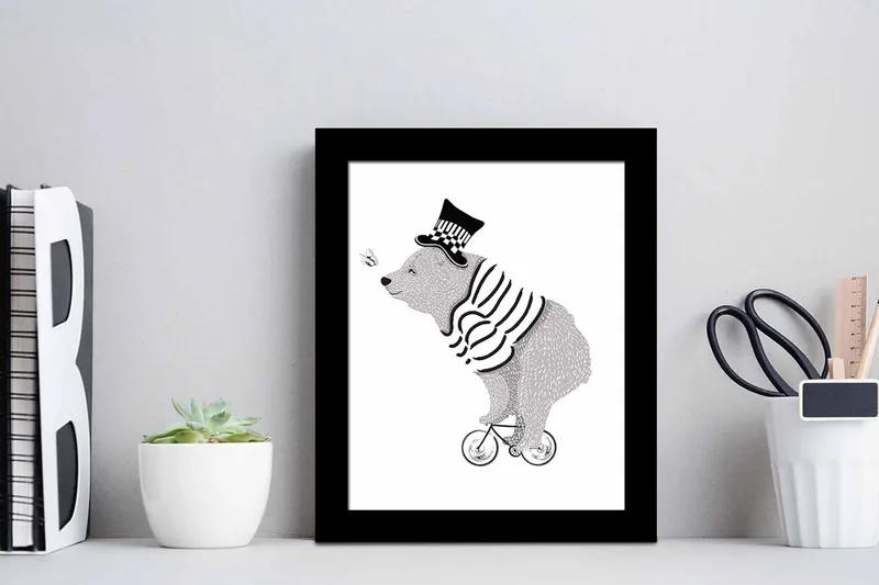 Taulu Animal kehyksellä Monivärinen - 23,5x28,5 cm - Sisustustuotteet - Taulu & taide