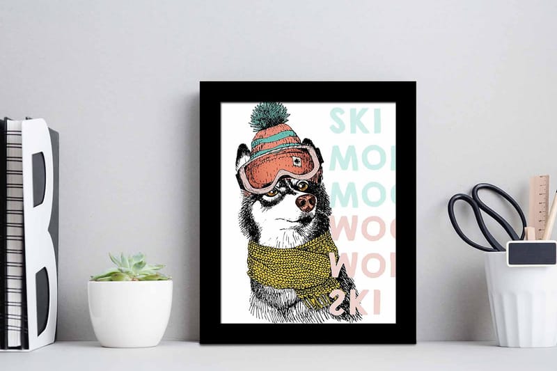 Taulu Animal kehyksellä Monivärinen - 23,5x28,5 cm - Sisustustuotteet - Taulu & taide