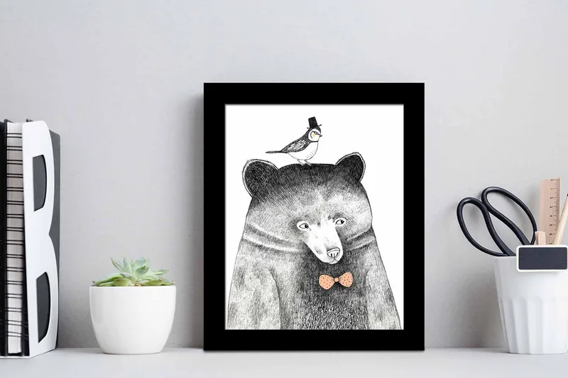 Taulu Animal kehyksellä Monivärinen - 23,5x28,5 cm - Sisustustuotteet - Taulu & taide