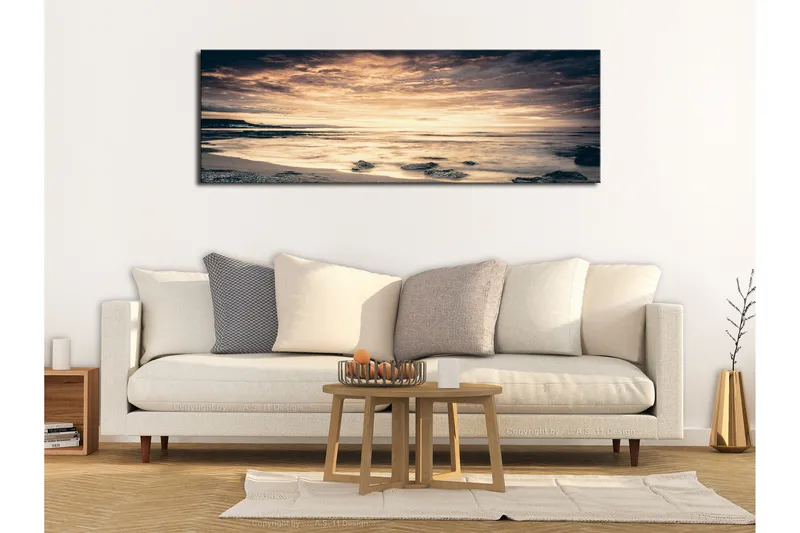 Taulu Beach in Crete (1 Part) Narrow Yellow 120x40, Artgeist sp. z o. o.