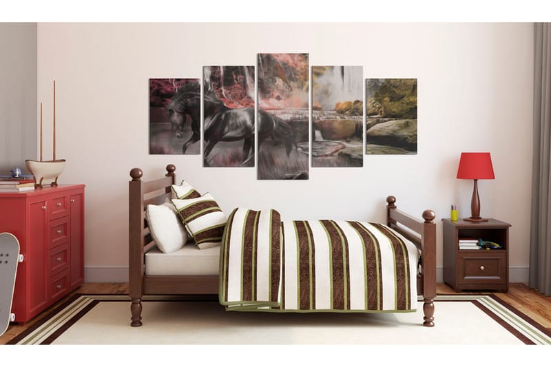 Taulu Black Horse On Crimson Sky Background 100x50 - Artgeist sp. z o. o. - Sisustustuotteet - Taulu & taide - Canvas-taulu