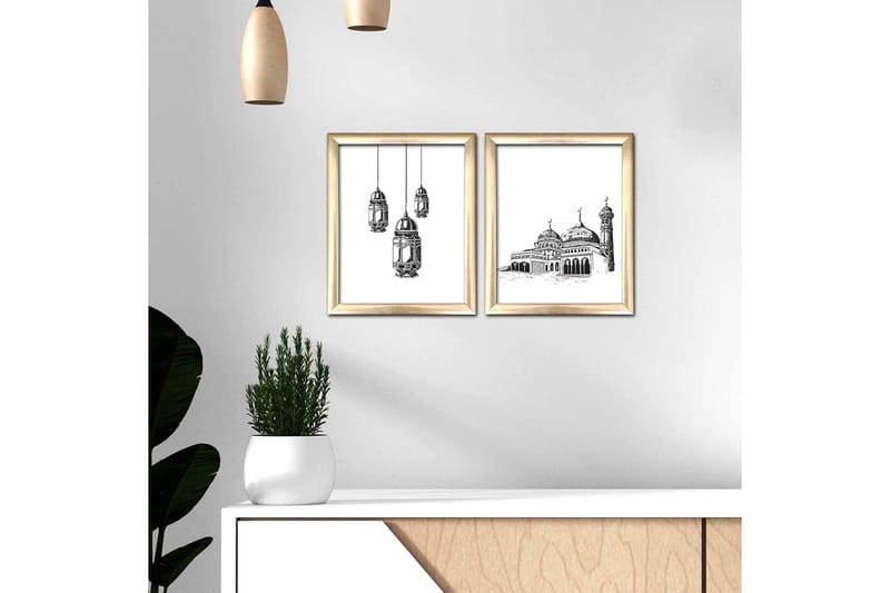 Taulu Building kehyksellä 2-pak Monivärinen - 23,5x28,5 cm - Sisustustuotteet - Taulu & taide