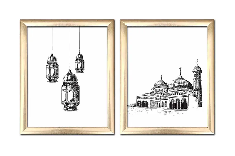 Taulu Building kehyksellä 2-pak Monivärinen, 23,5x28,5 cm