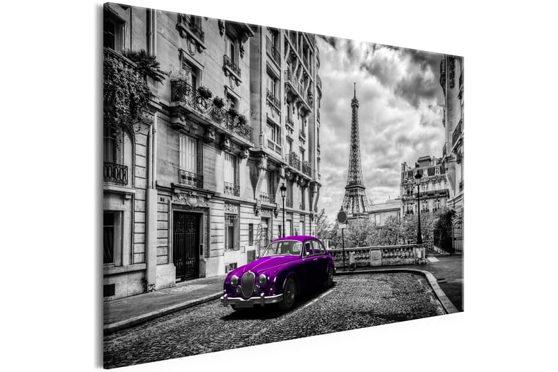 Taulu Car in Paris (1 Part) Violet Wide 90x60, Artgeist sp. z o. o.