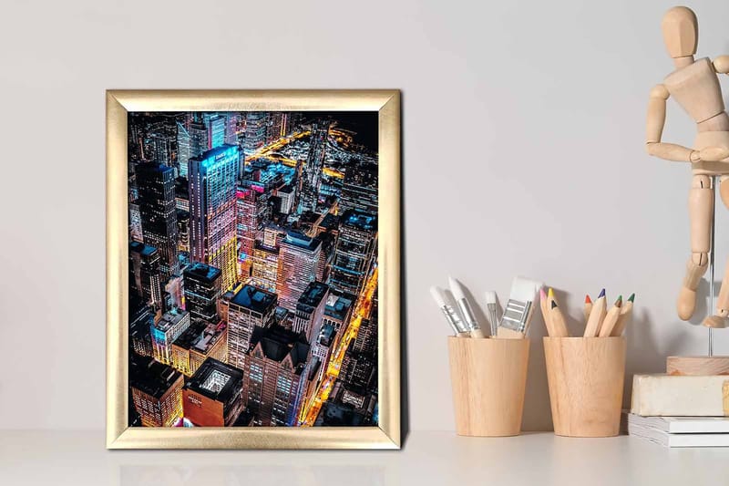 Taulu City kehyksellä Monivärinen - 23,5x28,5 cm - Sisustustuotteet - Taulu & taide