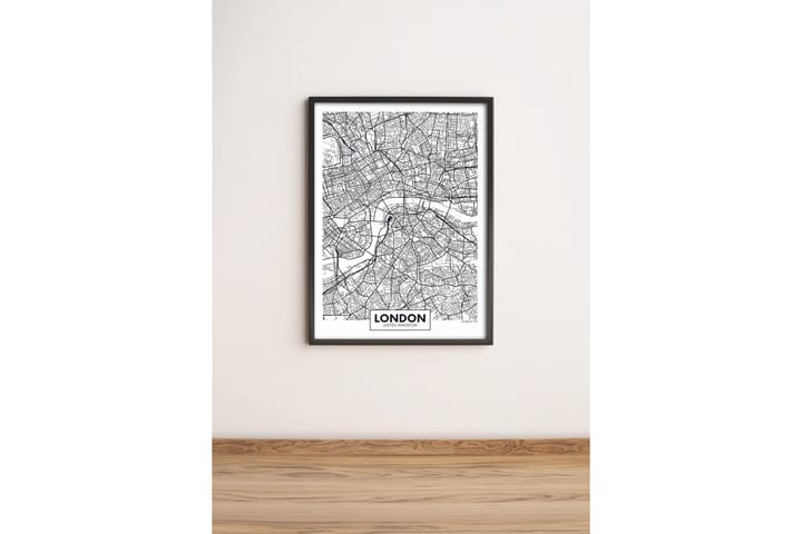 Taulu City kehyksellä Monivärinen - 36x51 cm - Taulu & taide