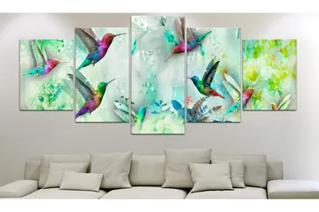 Taulu Colourful Hummingbirds 5 Parts Wide Green 200x100 - Artgeist sp. z o. o. - Sisustustuotteet - Taulu & taide - Canvas-taulu