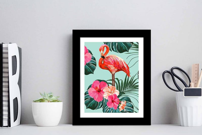 Taulu Floral Animal kehyksellä Monivärinen - 23,5x28,5 cm - Sisustustuotteet - Taulu & taide