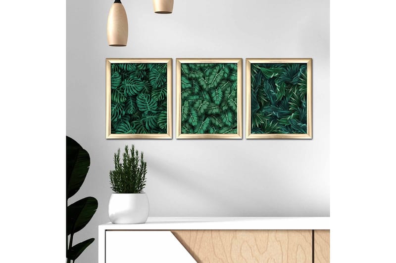 Taulu Floral kehyksellä 3-pak Monivärinen - 23,5x28,5 cm - Sisustustuotteet - Taulu & taide