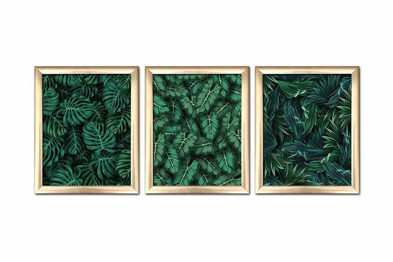 Taulu Floral kehyksellä 3-pak Monivärinen, 23,5x28,5 cm