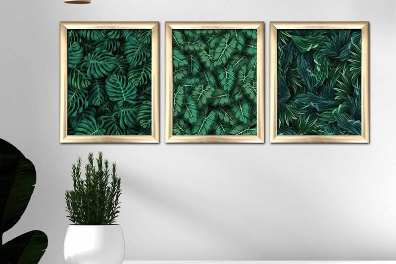 Taulu Floral kehyksellä 3-pak Monivärinen - 23,5x28,5 cm - Sisustustuotteet - Taulu & taide