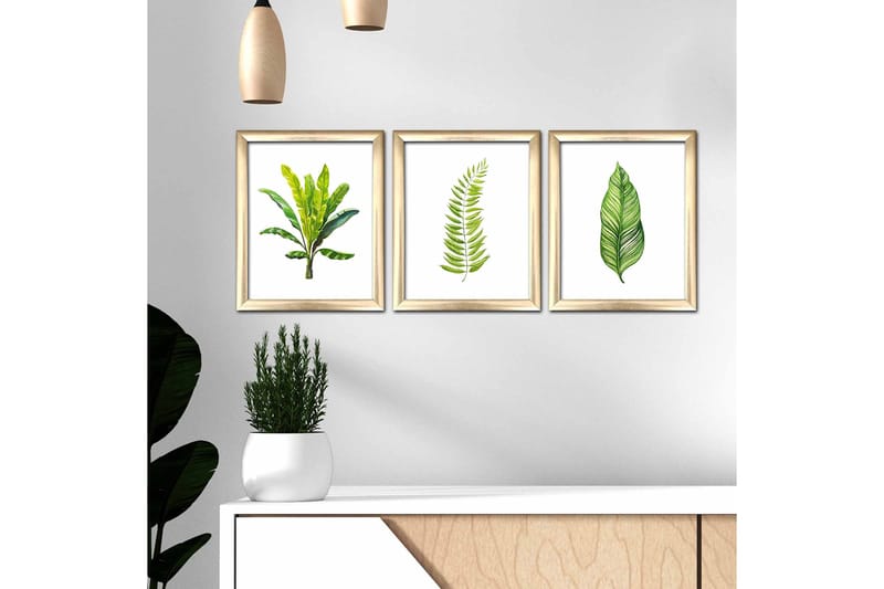 Taulu Floral kehyksellä 3-pak Monivärinen - 23,5x28,5 cm - Sisustustuotteet - Taulu & taide