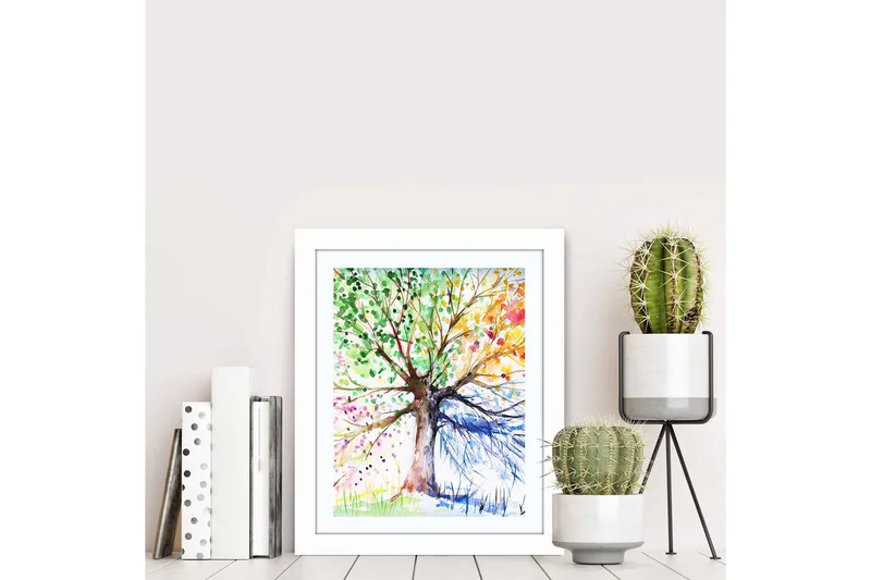 Taulu Floral kehyksellä Monivärinen - 23,5x28,5 cm - Sisustustuotteet - Taulu & taide